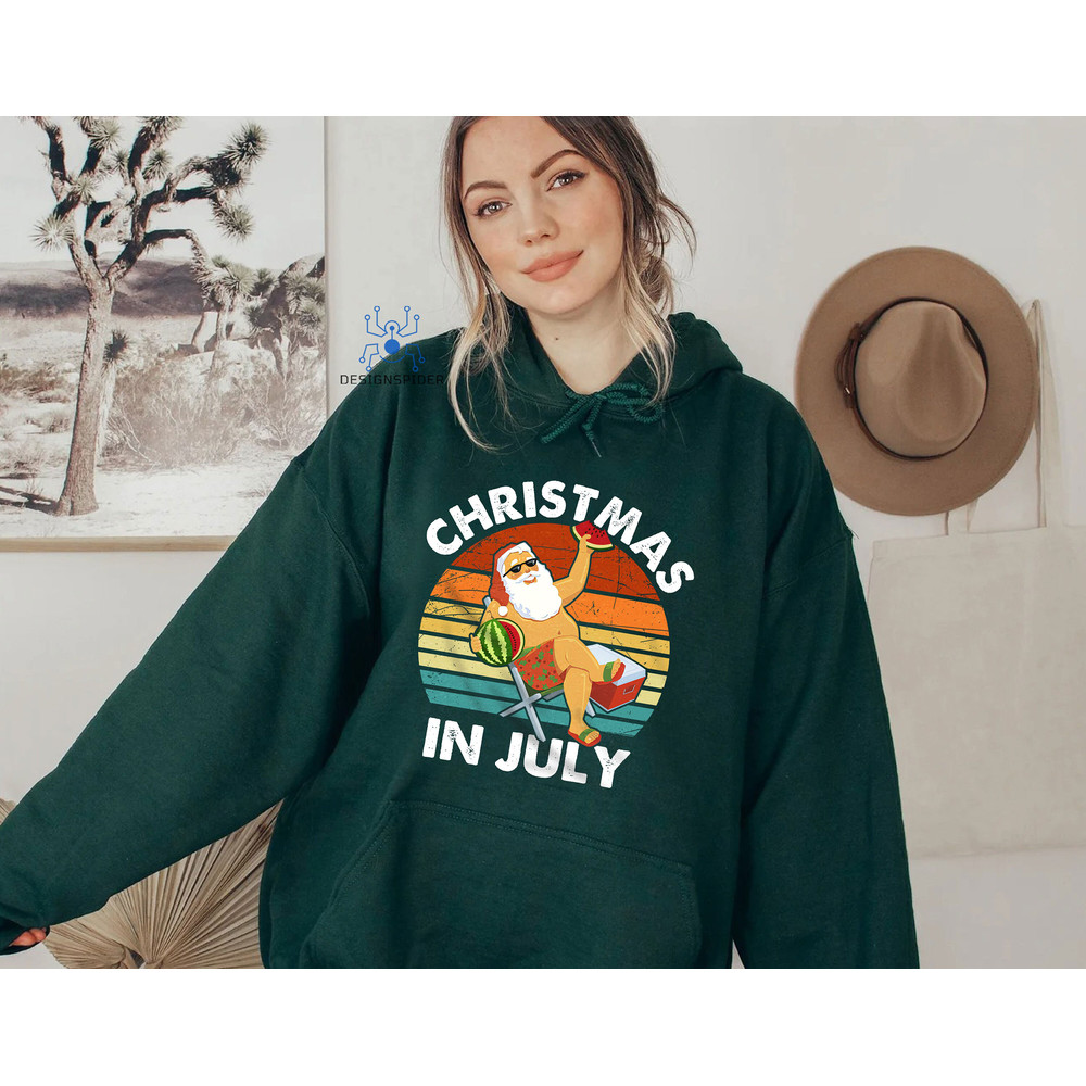 Funny Santa Christmas in July Shirt, Retro Summer Beach Vacation Shirts, Summer Santa T-shirt, Beach Christmas Holiday Gift - 4.jpg