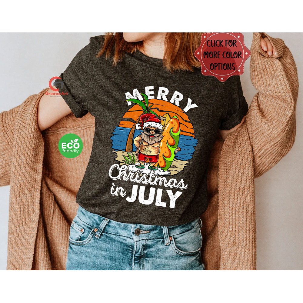 Funny Vintage Christmas in July Beach Shirt, Let the Sea Get You Free Shirt, Matching Summer Vacation Beach Shirt - 2.jpg