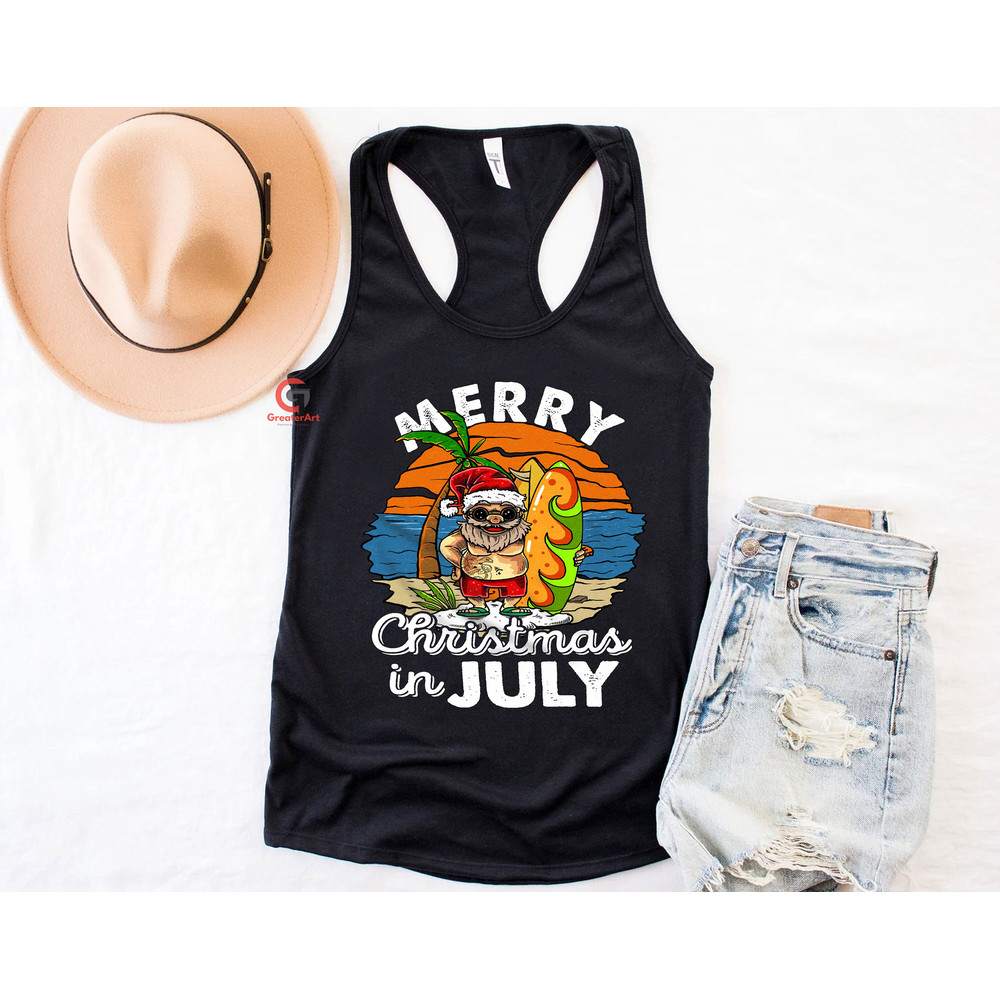 Funny Vintage Christmas in July Beach Shirt, Let the Sea Get You Free Shirt, Matching Summer Vacation Beach Shirt - 4.jpg