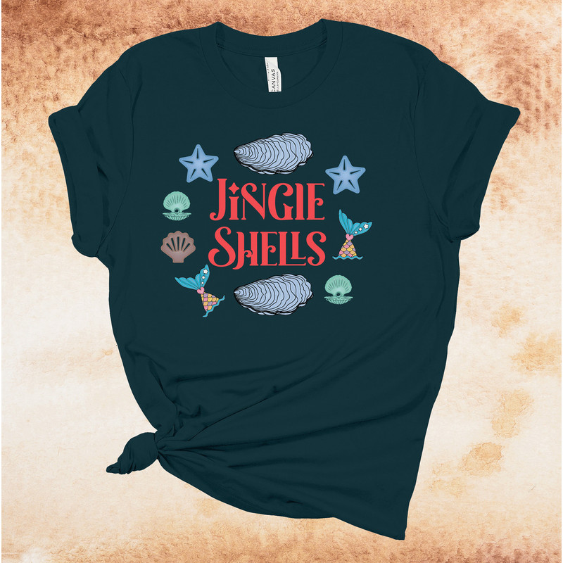 Jingle Shells, Tropical Christmas, Christmas Sea Shells, Christmas By The Sea, Premium Cotton Unisex Shirt, Plus Size Available 2x, 3x 4x - 1.jpg