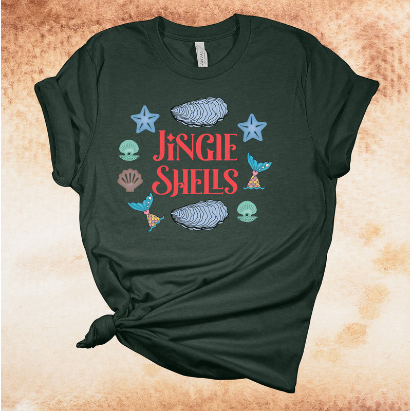 Jingle Shells, Tropical Christmas, Christmas Sea Shells, Christmas By The Sea, Premium Cotton Unisex Shirt, Plus Size Available 2x, 3x 4x - 2.jpg