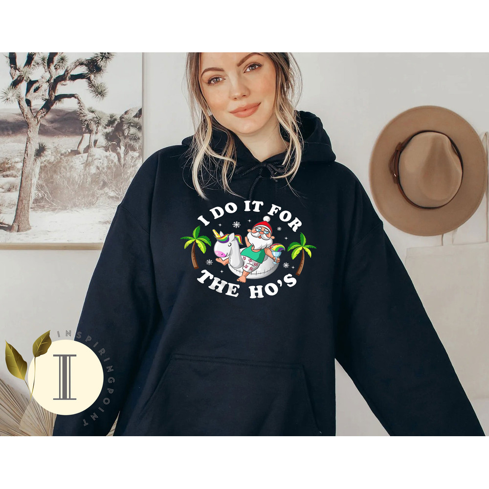 I Do It for the Hos Summer Santa Shirt, Funny Christmas in July Shirt, Beach Christmas Gift, Tropical Christmas Shirt - 5.jpg