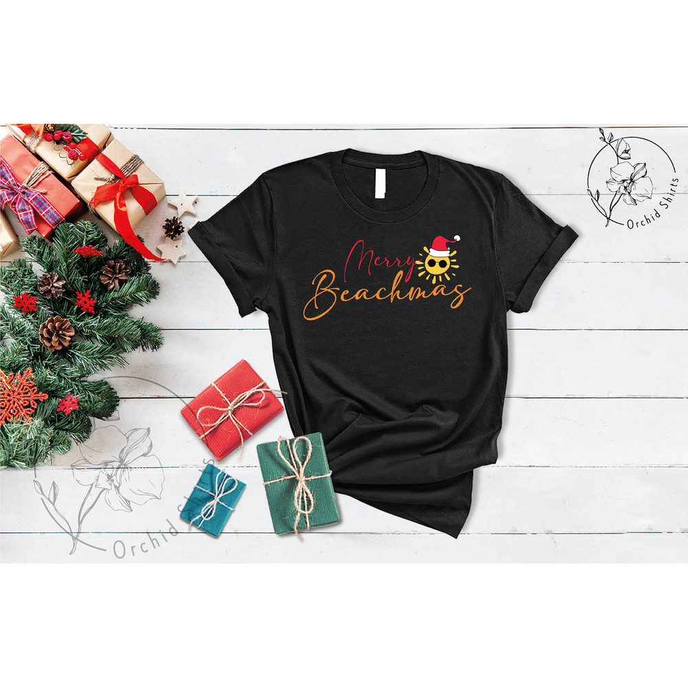 Merry Beachmas Shirt, Funny Christmas in July Shirt For Women, Xmas in July Gifts, Summer Holiday Shirts, Christmas Beach Vacation Tee - 1.jpg