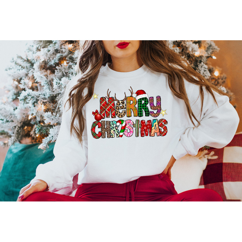 Merry Christmas Shirt, Cute Christmas Family Shirt, Women's Christmas tree Holiday Shirt, Santa Hat Christmas shirt, Santa Deer Shirt - 3.jpg