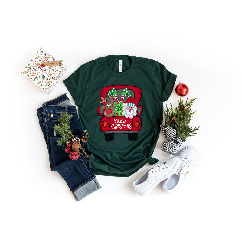 Merry Christmas Trees Truck Shirt, Christmas T-shirt, Christmas Family, Red Truck Shirt, Christmas Gift, Christmas Truck Family Shirts - 4.jpg