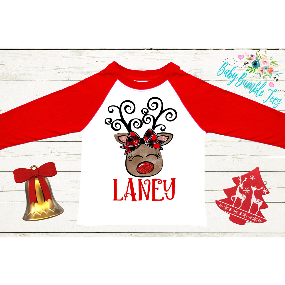 Reindeer Name Shirt Personalized Name Christmas t-shirt Baby Girl Holiday Shirt Toddler Kids Shirt First Christmas - 1.jpg