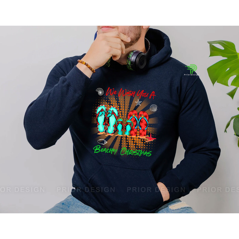 Pop Art Beachy Christmas in July Flip-Flops Shirt, Retro We Wish You a Beachy Christmas Tshirt, Flip-Flops Summer Christmas Tee - 4.jpg