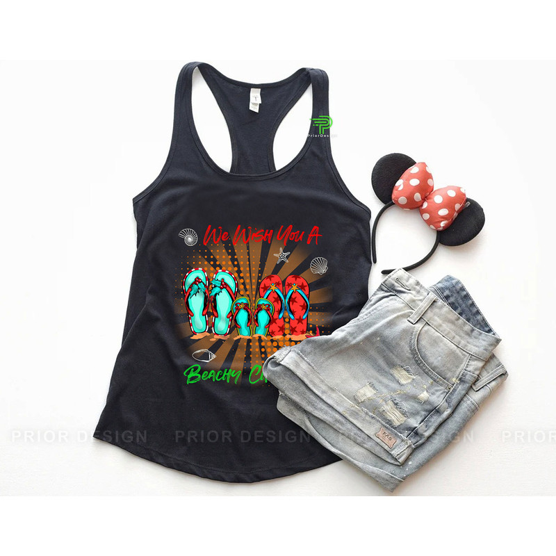 Pop Art Beachy Christmas in July Flip-Flops Shirt, Retro We Wish You a Beachy Christmas Tshirt, Flip-Flops Summer Christmas Tee - 5.jpg