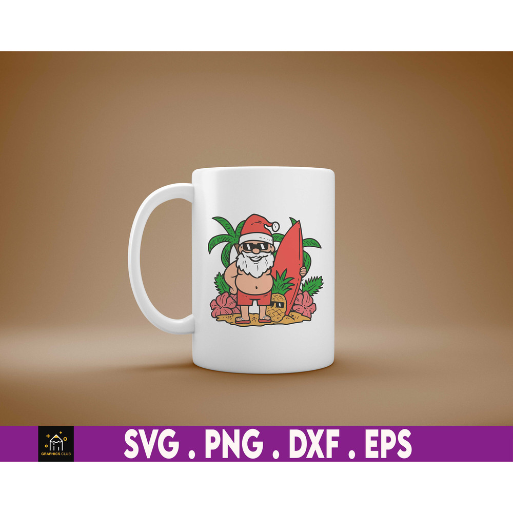 Santa Christmas In July Svg, Summer Vibes, Beach Vacation, Holiday Svg, Tropical Svg, Svg, Png Files For Cricut Sublimation - 3.jpg