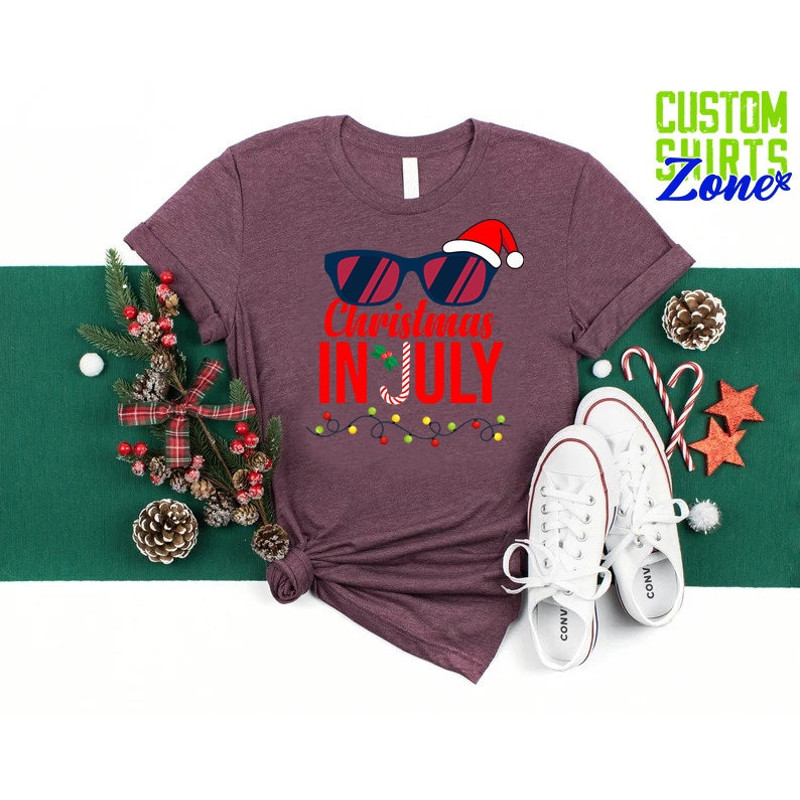 Summer Christmas in July Shirt,Summer Party Shirt,Summer Holiday Family Gift,Xmas Noel Summer Tshirt,Funny Summer Shirt,Beach Vacation Shirt - 3.jpg