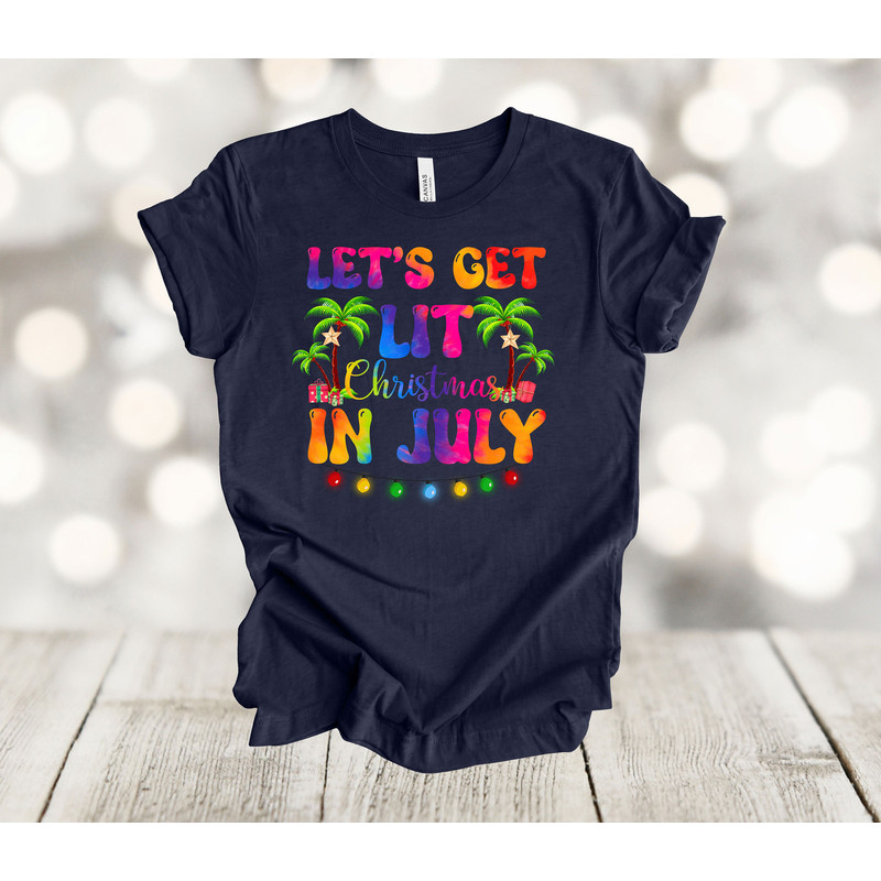 Summer Shirt, Let's Get Lit Christmas In July, Tropical Christmas, Premium Unisex Soft Tee Shirt, Plus Size Available 2x, 3x 4x - 2.jpg