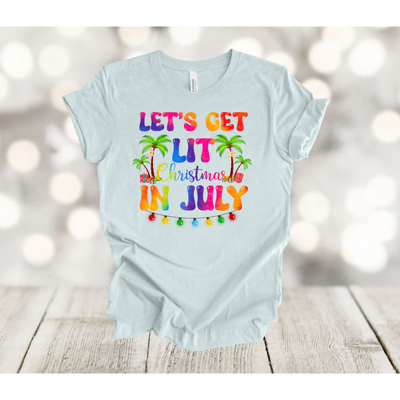 Summer Shirt, Let's Get Lit Christmas In July, Tropical Christmas, Premium Unisex Soft Tee Shirt, Plus Size Available 2x, 3x 4x - 3.jpg