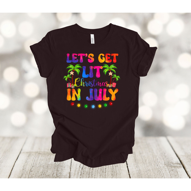 Summer Shirt, Let's Get Lit Christmas In July, Tropical Christmas, Premium Unisex Soft Tee Shirt, Plus Size Available 2x, 3x 4x - 4.jpg