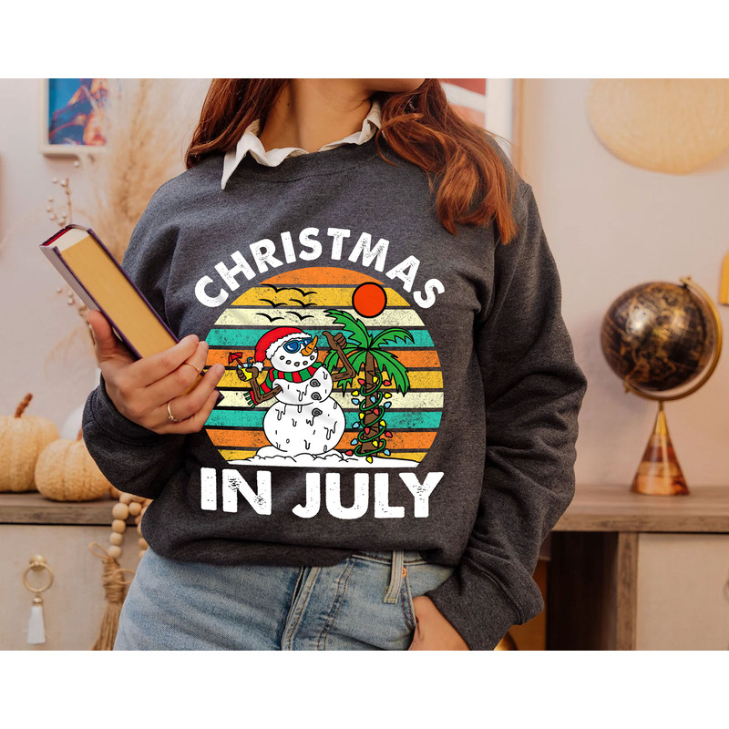 Vintage Melting Snowman Shirt, Funny Christmas in July Shirt, Hawaiian Christmas, Christmas in Summer Gift - 3.jpg