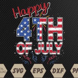 fireworks happy 4th of july us flag american 4th of july svg, eps, png, dxf, digital download