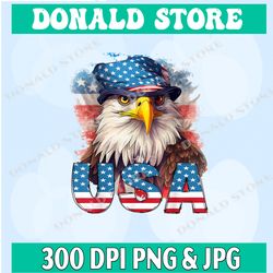 Majestic Patriot Eagle with American Flag and Hat Png, 4th July Png, Digital Paper Crafting, Clipart For Digital Sticker