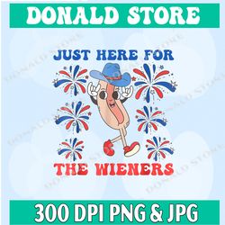 hot dog i'm just here for the wieners 4th of july groovy png, png high quality, png, digital download