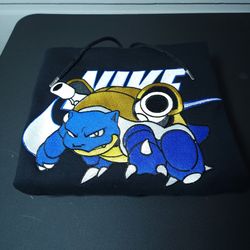 nike x blastoise embroidered sweatshirt, anime embroidered sweatshirt, custom embroidered sweatshirt