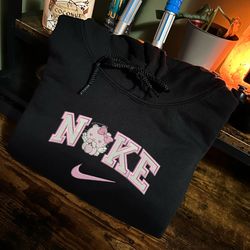 nike x hello kitty embroidered sweatshirt, anime embroidered sweatshirt, custom anime embroidered crewneck, anime custom