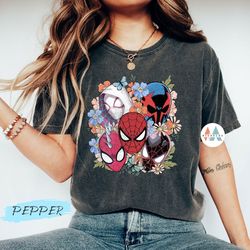 comfort colors retro spider-verse shirt, floral spider man across the spider, ghost-spider, spider punk, spider gwen, s