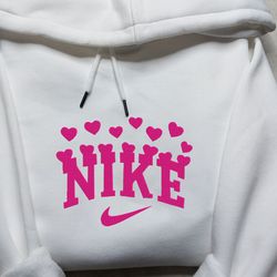 valentine nike heart embroidered sweatshirt, valentine embroidered sweatshirt, embroidered couple hoodie, embroidery