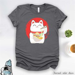 ramen cat, ramen shirt, ramen gifts, japanese cat shirt, japanese ramen cat gifts, ramen noodles tshirt, japanese kawaii