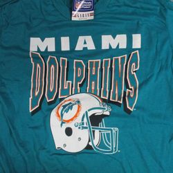 Miami Dolphins NFL Football  vintage nfl  printed  teal t shirt by Garan made in the USA Big Sizes new with tags