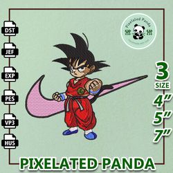 nike x son goku embroidery design file, dragon ball anime embroidery design, machine embroidery design file, instant dow