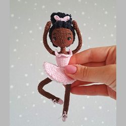 Crochet Ballerina. African doll. handmade ballerina doll. African american doll. dark skin ballerina. black doll