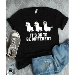 it's ok to be different, autism awareness shirt, alpaca shirt, awareness alpaca, autism shirt, awareness gift, original