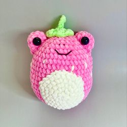 Crochet frog pattern Strawberry frog plush pattern Amigurumi frog pattern Crochet plushies pattern Crochet animals patte