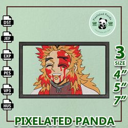 rengoku embroidery design file, demon slayer anime embroidery design, machine embroidery design file, instant download