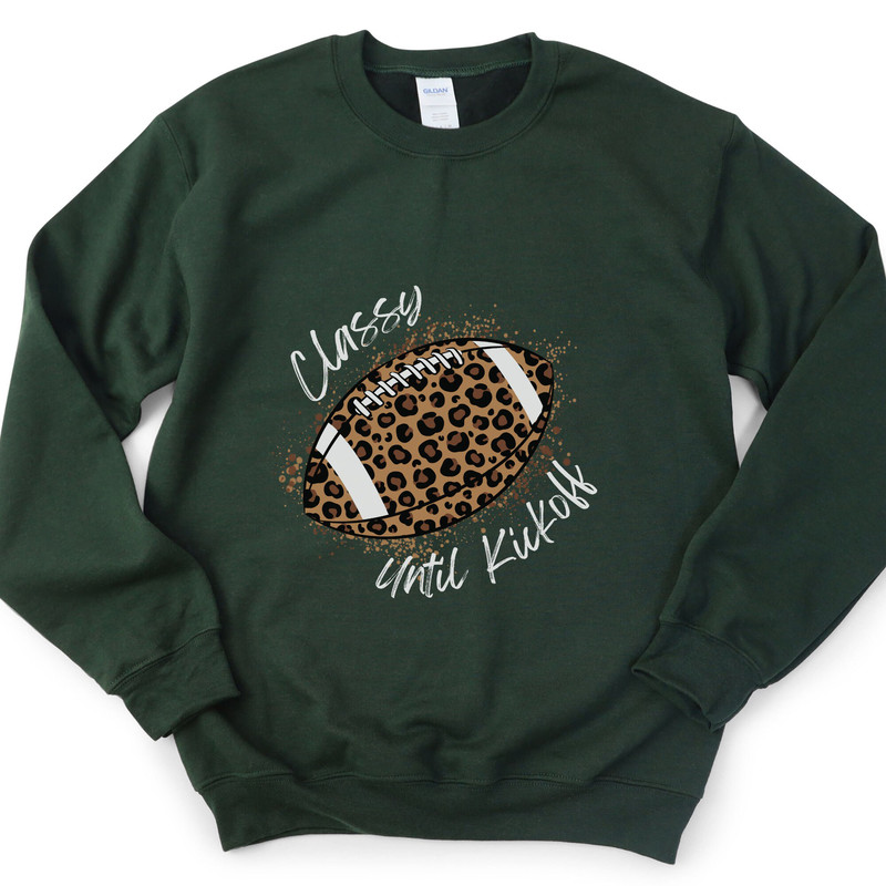 Classy Until Kickoff Crewneck Sweatshirt (White Font) Football Shirt for Her Womens Leopard Football Shirt - 5.jpg