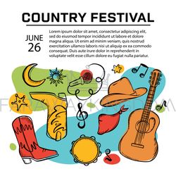 country music festival banner colorful concert invite poster