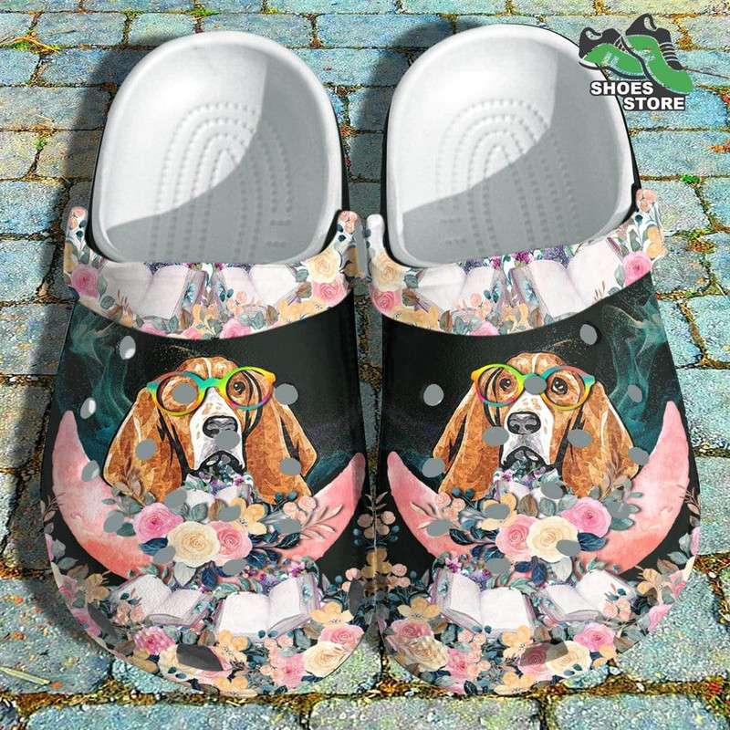 Dramatic Beagle Dog Study Flower Back To School Crocs Shoes, Teacher Life Crocs Shoes Dog Lover.jpg