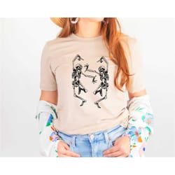 skeleton dancing halloween tee shirt