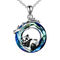 sparkling crystal panda pendant necklace