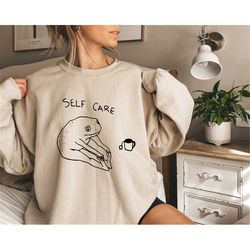 Self Care Sweatshirt, Funny Frog Shirt, Self Love Shirt, Self Respect, Frog Lover Gift, Yoga Shirt, Funny Gym Shirt For