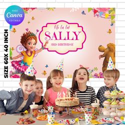 fancy and nancy birthday backdrop template, fancy birthday themed birthday banner editable digital instant download
