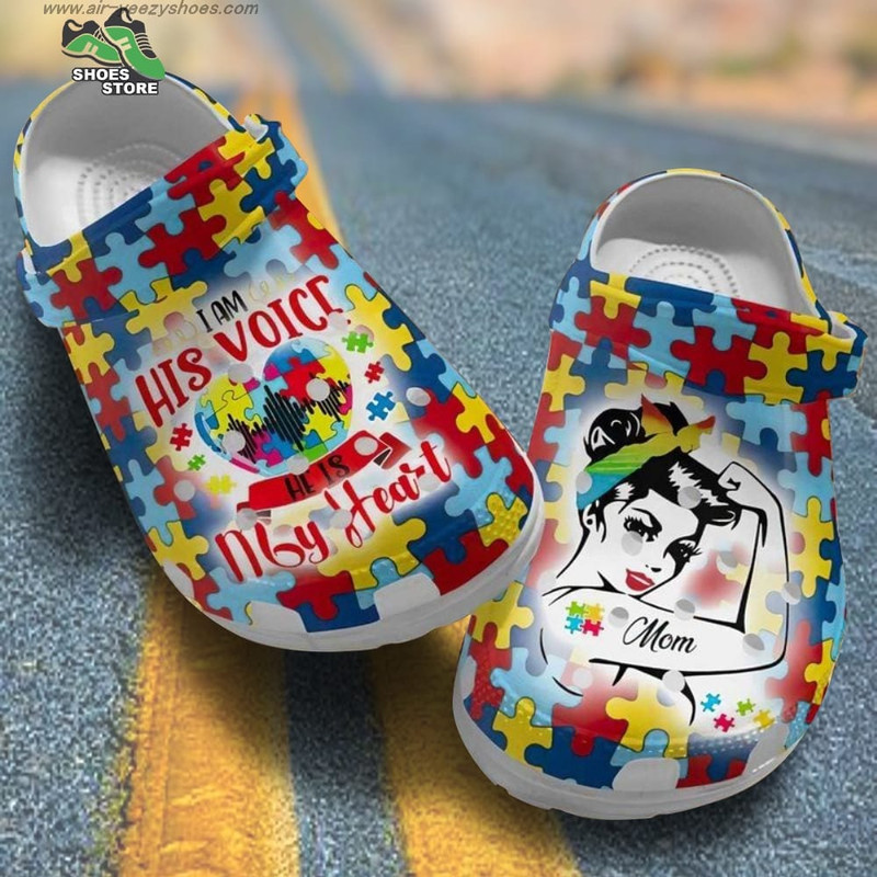 Autism Mom Heart I Am His Voice Mother's Day Summer For Autism Mom Crocs Shoes.jpg