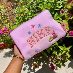 nike x spongebob embroidered sweatshirt, movie brand embroidered sweatshirt, brand embroidered hoodie, movie brand embro