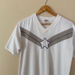1970s star v-neck ringer tee, sm