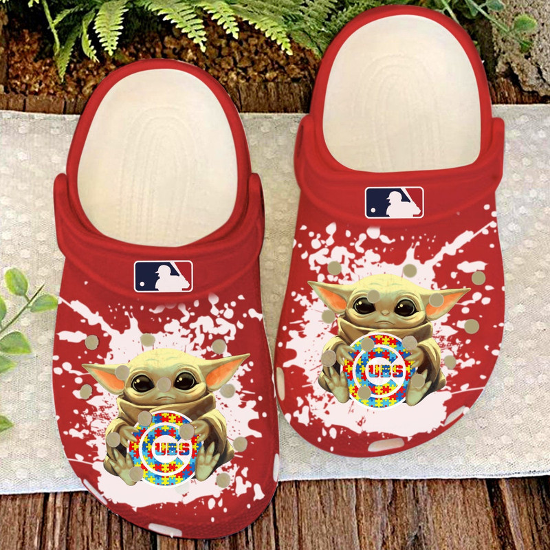 Chicago Cubs Baby Yoda Autism Crocs Clog Shoes.jpg