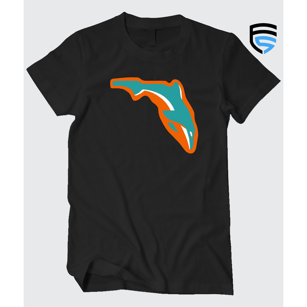 FLORIDA FINS  Miami Football themed Soft Ringspun Pre-Shrunk Cotton T-Shirt - 1.jpg