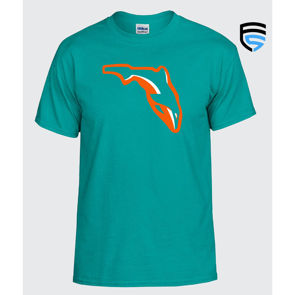 FLORIDA FINS  Miami Football themed Soft Ringspun Pre-Shrunk Cotton T-Shirt - 2.jpg
