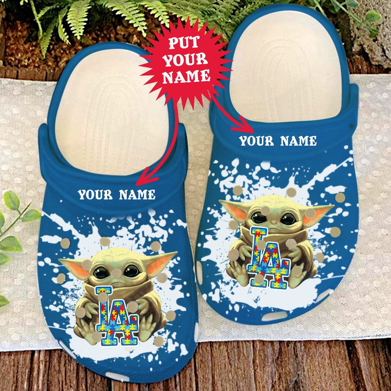 Los Angeles Dodgers Personalisation La Baby Yoda Autism Crocs Classic Clog.jpg