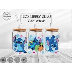 Stitch Spring Glass Can Wrap, 16oz Glass Can Wrap, 16oz Libbey Can Glass, Stitch Tumbler Wrap, Full Glass Can Wrap, Cart