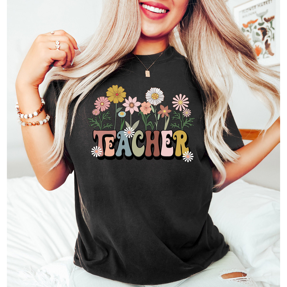 Floral Teacher Shirt, Teacher Appreciation Tee, Teacher Team Shirts, Personalized School, Teacher Gift, Customized Name Teacher Shirt - 1.jpg