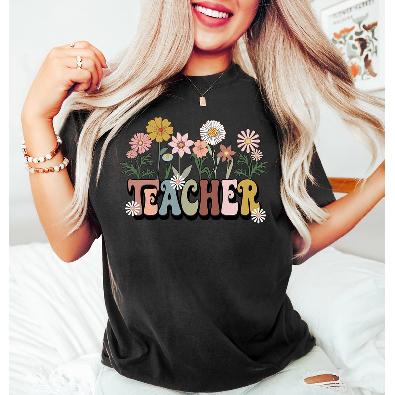 Floral Teacher Shirt, Teacher Appreciation Tee, Teacher Team Shirts, Personalized School, Teacher Gift, Customized Name Teacher Shirt - 1.jpg