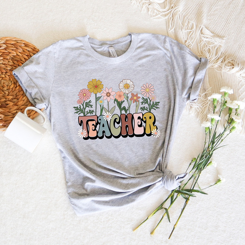 Floral Teacher Shirt, Teacher Appreciation Tee, Teacher Team Shirts, Personalized School, Teacher Gift, Customized Name Teacher Shirt - 4.jpg